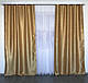 Готові штори із тканини блекаут софт кольору золото 150х270 (2 шт). Щільні штори на тасьмі блекаут у спальню, фото 5