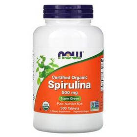 Сертифікована органічна спіруліна (Spirulina) Now Foods 500 мг 500 пігулок