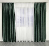 Комплект зелёные шторы из ткани блэкаут 150*270см 2шт. Готовые шторы в спальню, зал, гостинную. Плотные шторы