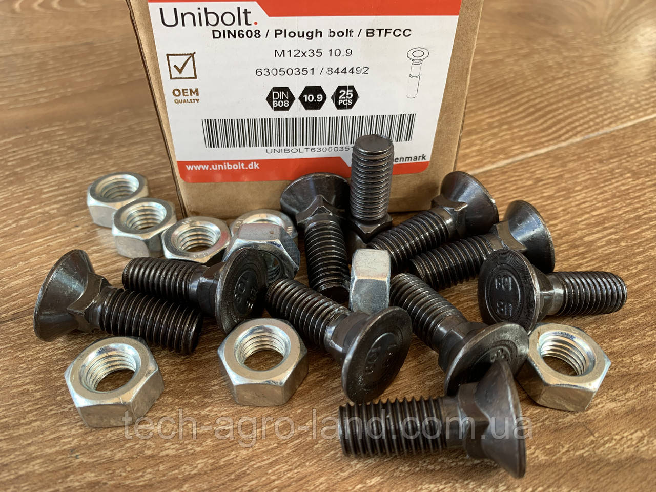 Болт із гайкою лемішною М12х40-10.9 Unibolt (Данія) на плуг