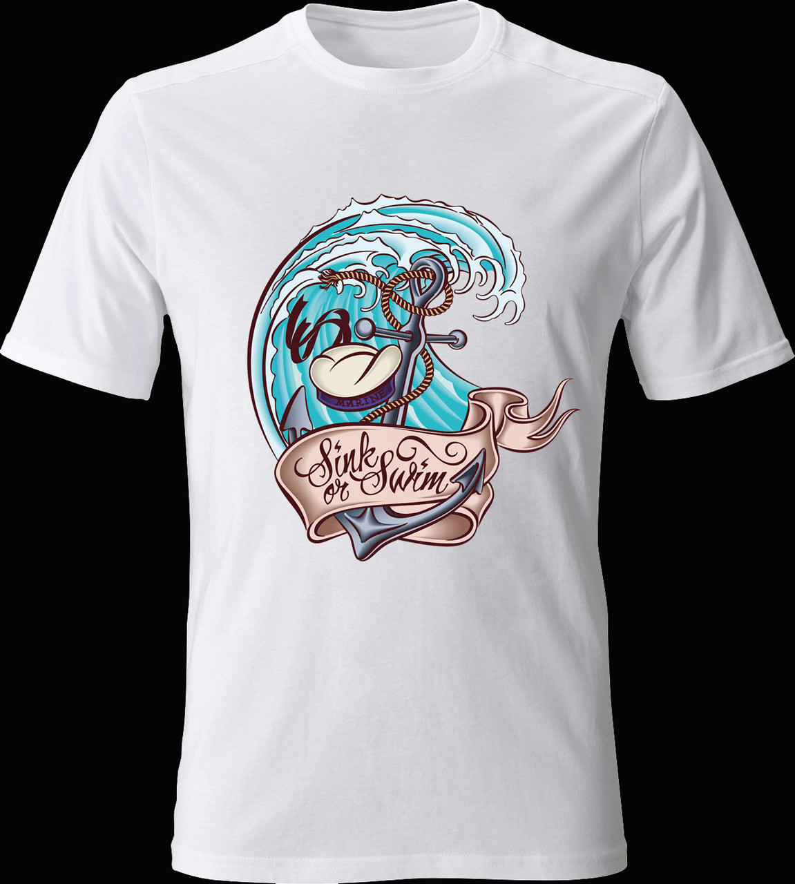 Футболка для моряка, чоловіча морська футболка з принтом "Sink or swim", фото 1