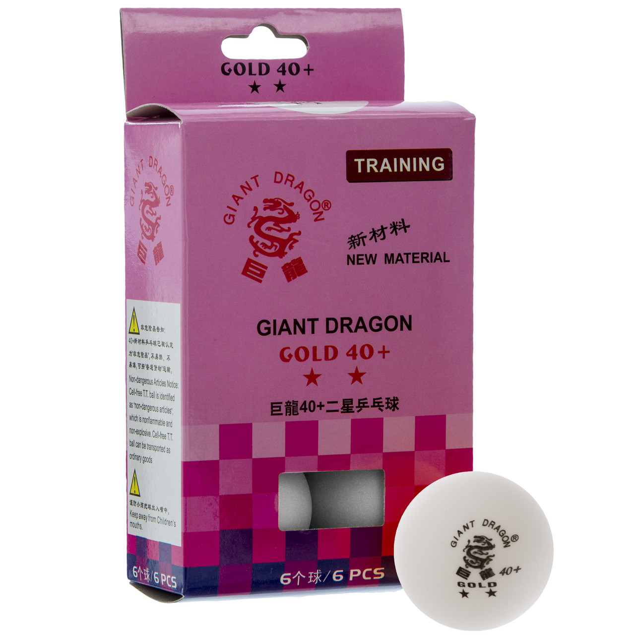 Набір м'ячів для настільного тенісу Giant Dragon 2 Star 6561 6 м'ячів у комплекті White