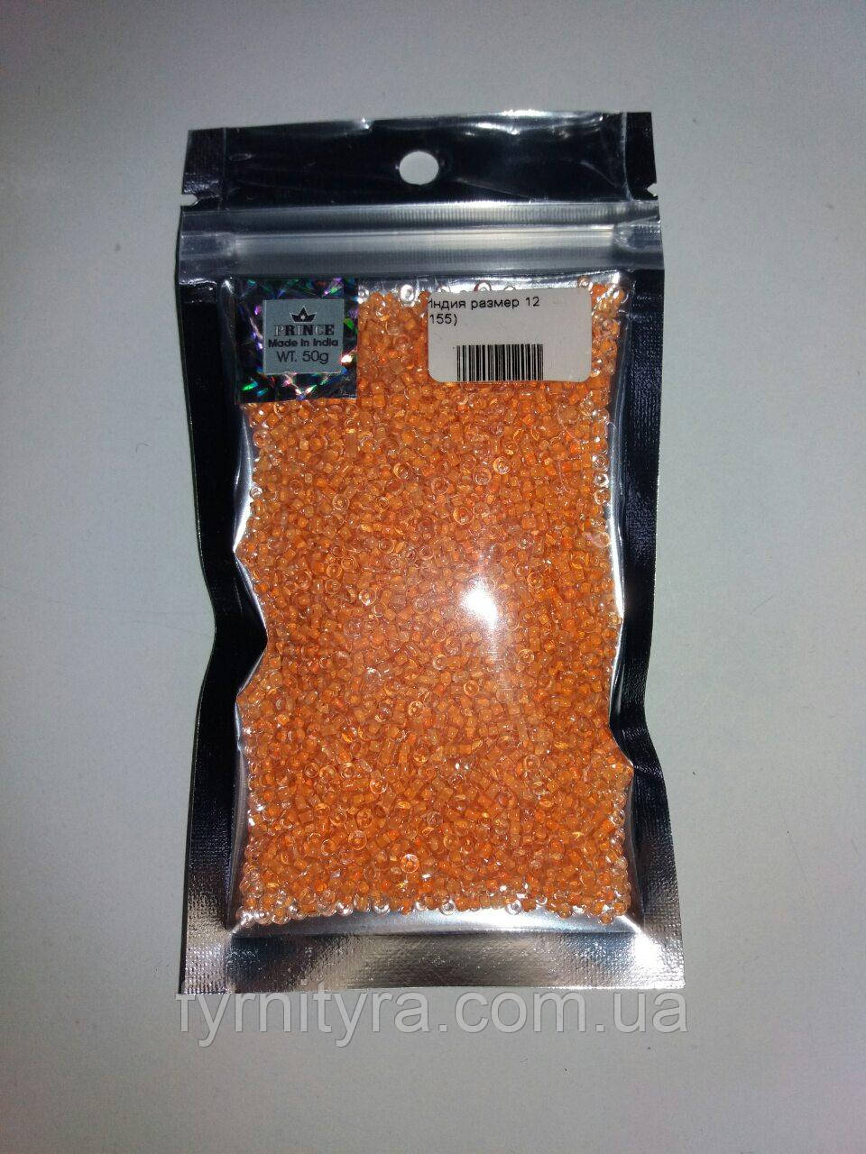 Бісер 50 г напівпрозорий жовтогарячий неон, фото 1