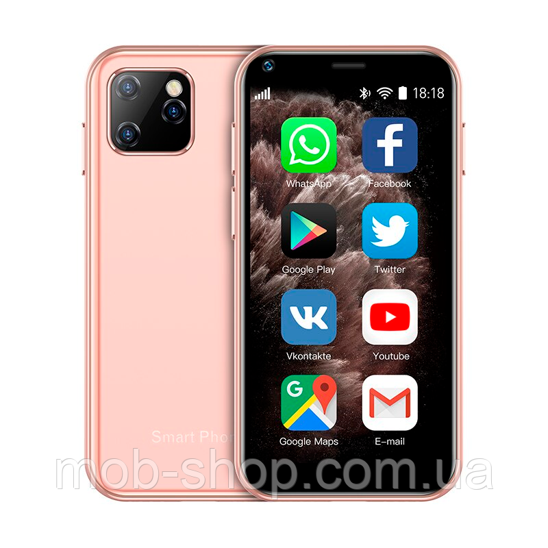 Servo XS11 pink – міні-телефон з Bluetooth, MP3 та ліхтариком для щоденного користування, фото 1