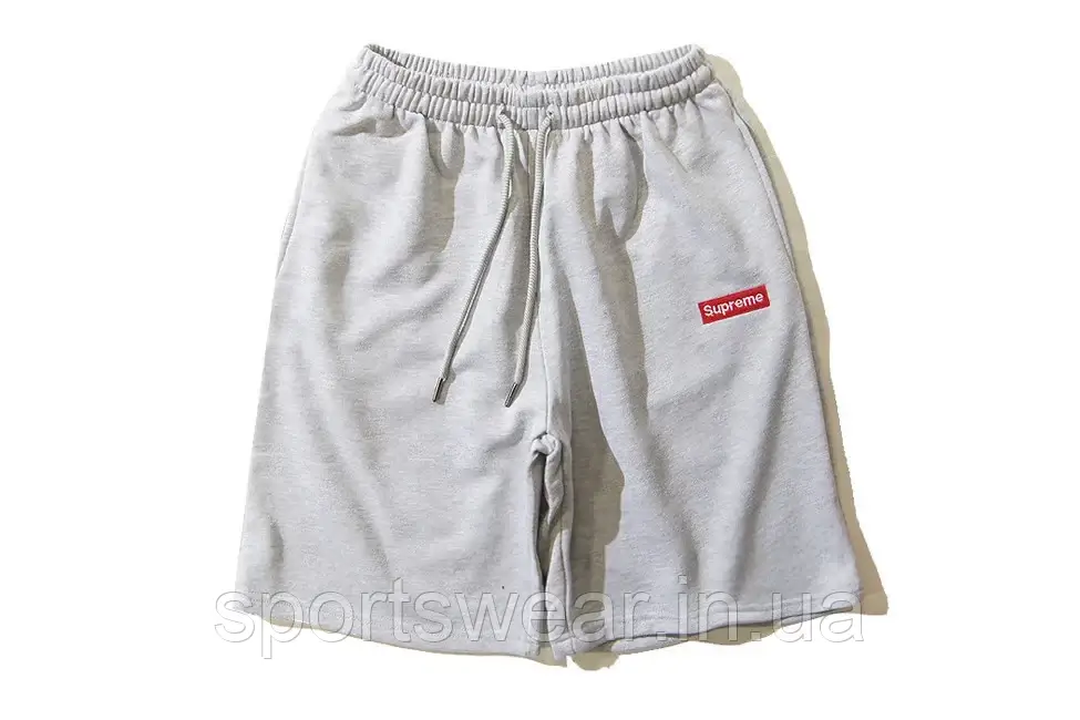 Чоловічі Шорти Supreme сірі Бриджі з принтом Supreme Суприм Капрі спортивні з кишенями Супрем бавовна, фото 1