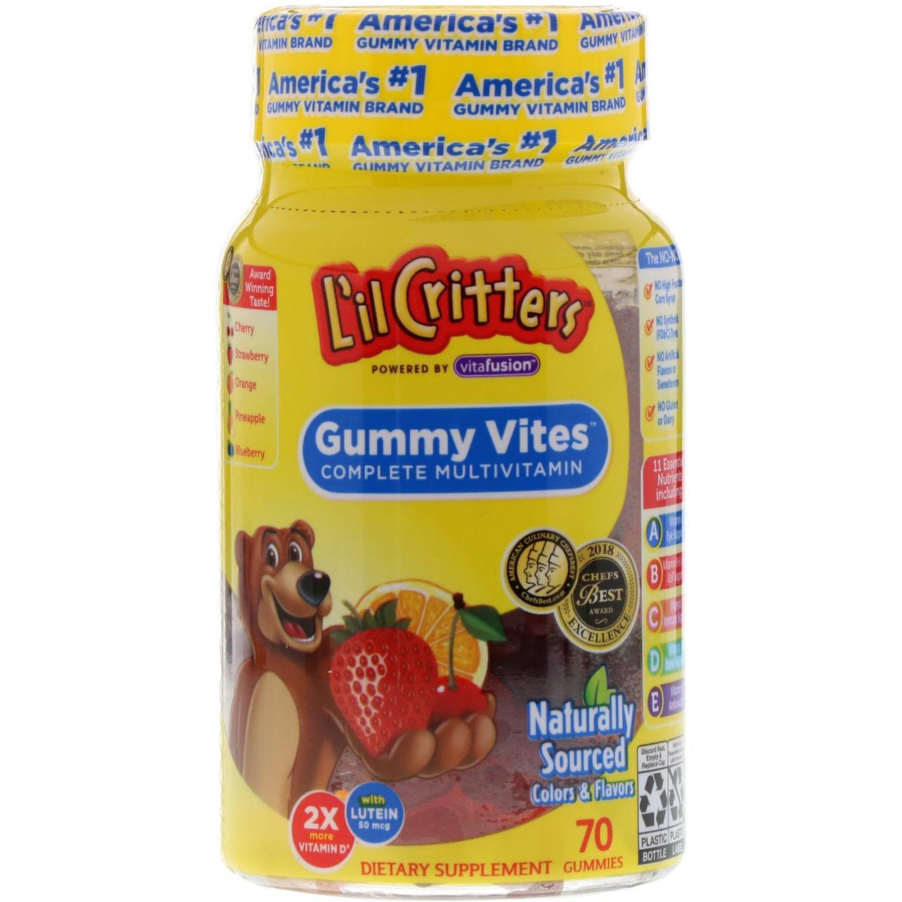 Мультивітаміни для дітей, Gummy Vites, L il Critters, 70 жувальних цукерок