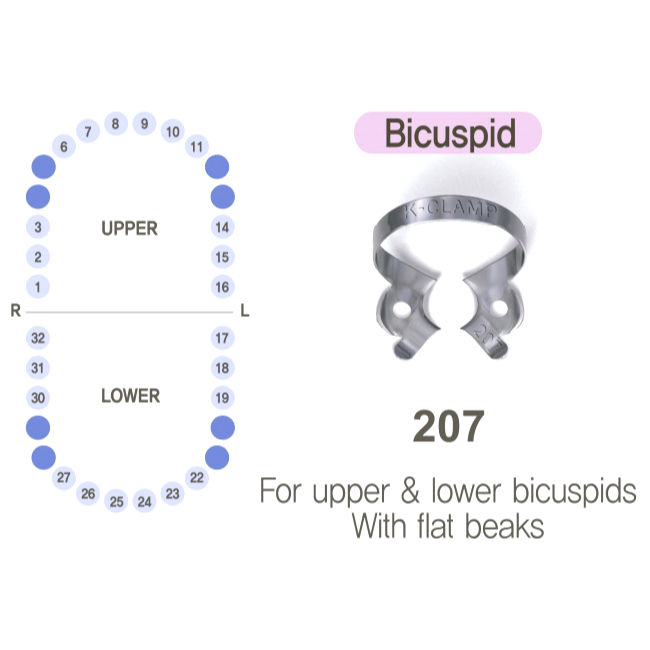 Кламмер для кофердамів, K-Clamp № 207, 1 шт.