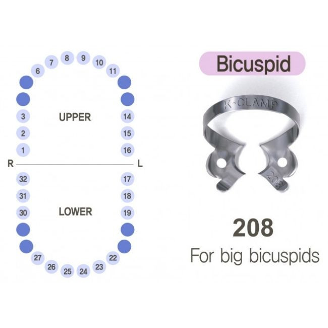 Кламмер для кофердамів, K-Clamp № 208, 1 шт.