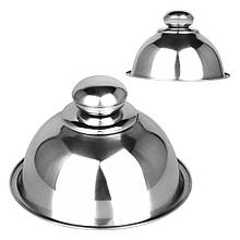 Кришка клоше сервірувальна діаметр 13,5 см, висота 6 см (глянцева, з нержавіючої сталі, з ручкою)