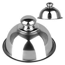 Кришка клоше сервірувальна діаметр 16 см, висота 6,5 см (глянцева, з нержавіючої сталі, з ручкою)