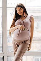 Розовая майка для беременных и кормящих мам трикотажная с секретом для кормления, 5309138-Р