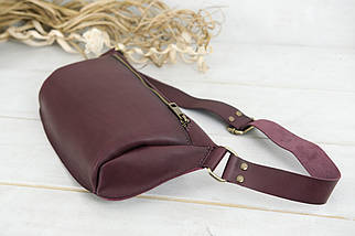 Шкіряна сумка Модель №56 міні, натуральна шкіра італійський Краст, колір Бордо, фото 2