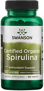 Спіруліна органічна Swanson Certified Organic Spirulina 500 мг 180 таб.