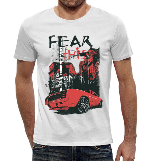 Модна чоловіча футболка з принтом Fear, фото 1