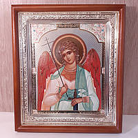 Ікона Ангел-брязкальський священний, лік 15х18 см, у світлому прямому дерев'яному кіоті
