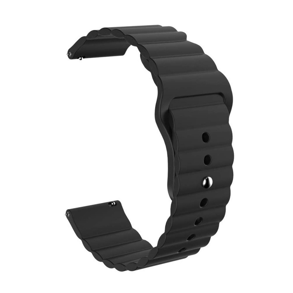 Ремешок для часов Silicone bracelet Universal Wave, 22 мм. Black (с застежкой-кнопкой)