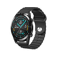 Ремешок для часов Silicone bracelet Universal Wave, 22 мм. Black (с застежкой-кнопкой), фото 4