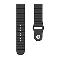 Ремінець силіконовий для годинника 22 мм Wave, 22 мм чорний (із застібкою-кнопкою), фото 3