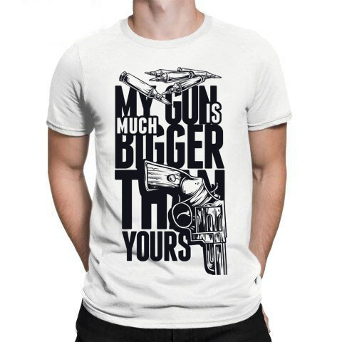 Чоловіча літня футболка з принтом "My gun is bigger", фото 1