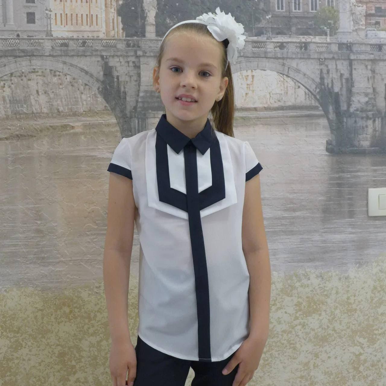 Шкільна блузка "Накладки" для дівчинки, р-ри 30-40