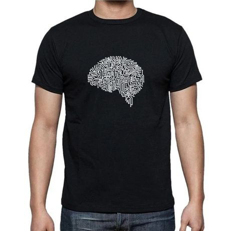 Чоловіча футболка чорна з принтом "Brain", фото 1