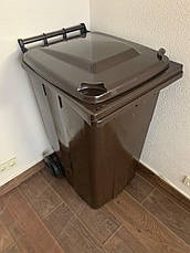Бак для сміття на колесах 240л., коричневий., фото 4