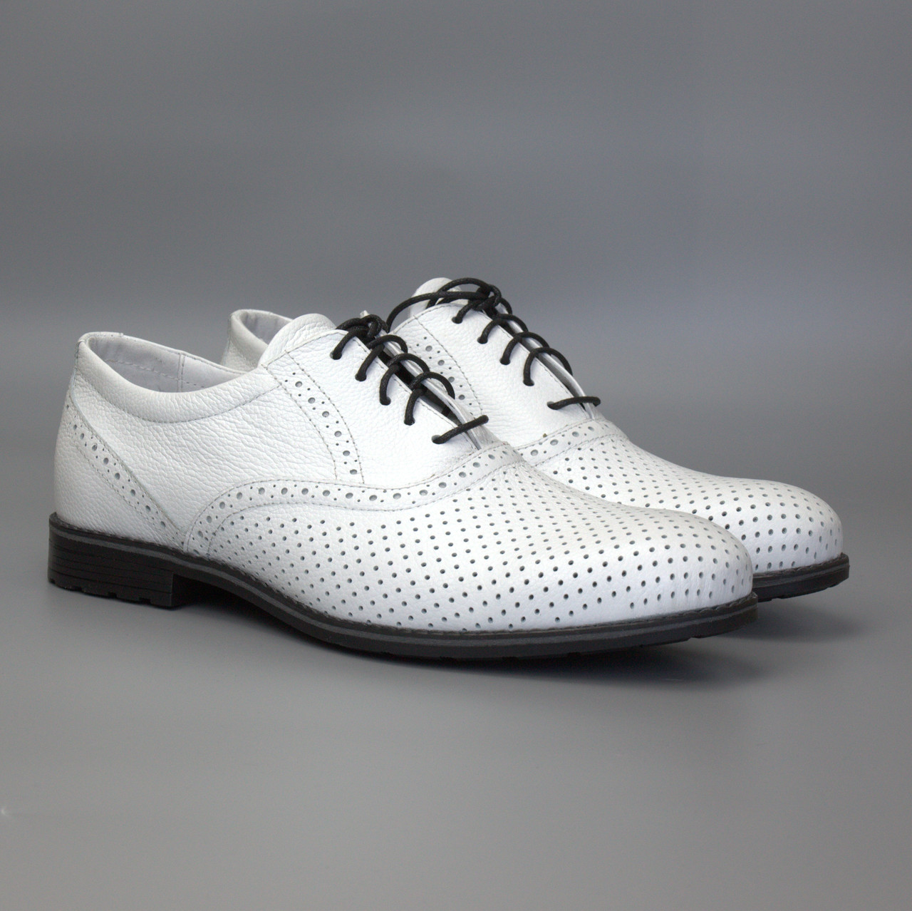 Білі літні туфлі шкіряні в сіточку чоловіче взуття великих розмірів Rosso Avangard BS Romano White Perf, фото 1