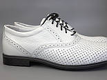 Білі літні туфлі шкіряні в сіточку чоловіче взуття великих розмірів Rosso Avangard BS Romano White Perf, фото 7