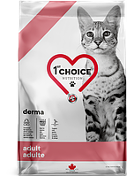 Сухий корм для дорослих котів з чутливою шкірою 1st Choice Derma з лососем 4.5 кг