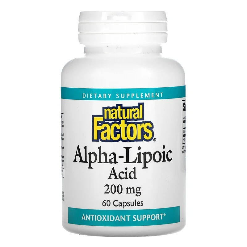 Альфа-ліпоєва кислота Natural Factors "Alpha-Lipoic Acid" 200 мг (60 капсул), фото 1