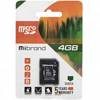 Карта Пам'яті Mibrand MicroSDHC 4gb 4 Class + Adapter