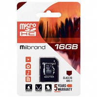 Карта Пам'яті Mibrand MicroSDHC 16gb 10 Class + Adapter