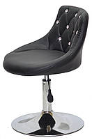 Стілець Foro SV CH-Base чорний шкірозамінник із каретною стяжкою зі стразами Swarovski, хромована кругла опора, фото 3