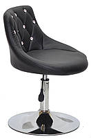 Стілець Foro SV CH-Base чорний шкірозамінник із каретною стяжкою зі стразами Swarovski, хромована кругла опора, фото 4