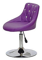 Стілець Foro SV CH-Base пурпур (фіолетовий)1010 шкірозамінник із каретною стяжкою зі стразами на хромованій опорі-нозі, фото 3