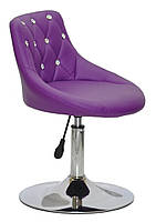 Стілець Foro SV CH-Base пурпур (фіолетовий)1010 шкірозамінник із каретною стяжкою зі стразами на хромованій опорі-нозі, фото 4