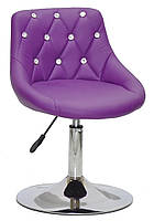 Стілець Foro SV CH-Base пурпур (фіолетовий)1010 шкірозамінник із каретною стяжкою зі стразами на хромованій опорі-нозі, фото 2