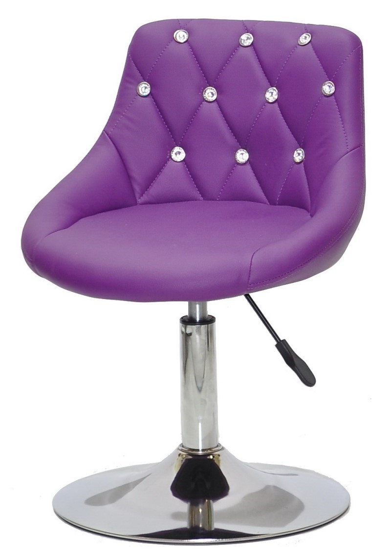 Стілець Foro SV CH-Base пурпур (фіолетовий)1010 шкірозамінник із каретною стяжкою зі стразами на хромованій опорі-нозі, фото 1