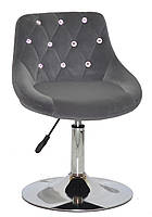 Стілець поворотний на одній нозі — млинець Foro SV CH-Base сірий В-1004 оксамит зі стразами, фото 2