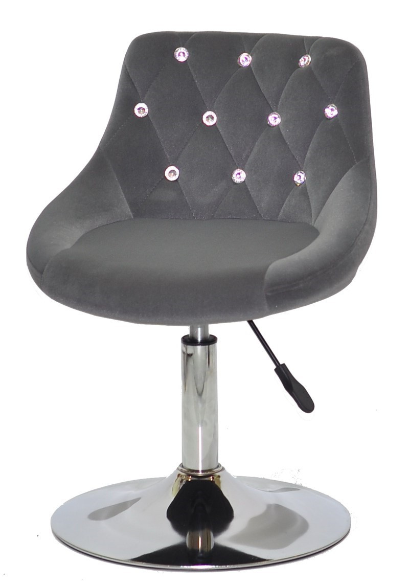 Стілець поворотний на одній нозі — млинець Foro SV CH-Base сірий В-1004 оксамит зі стразами, фото 1