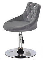 Стілець поворотний на одній нозі — млинець Foro SV CH-Base сірий В-1004 оксамит зі стразами, фото 3