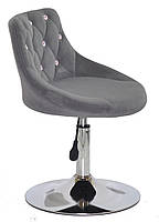 Стілець поворотний на одній нозі — млинець Foro SV CH-Base сірий В-1004 оксамит зі стразами, фото 4