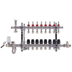 Колектор Koer 1"х8 в зборі, бічне підключення (Чехія) SUS304