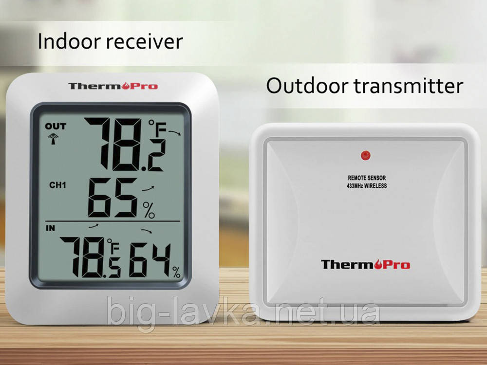 Термометр гігрометр ThermoPro TP60S з зовнішнім датчиком