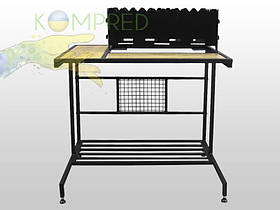 Стіл металевий для барбекю та мангалу з дровником/стільниця керамічна 1080х660х660мм Чорний Kompred OL486