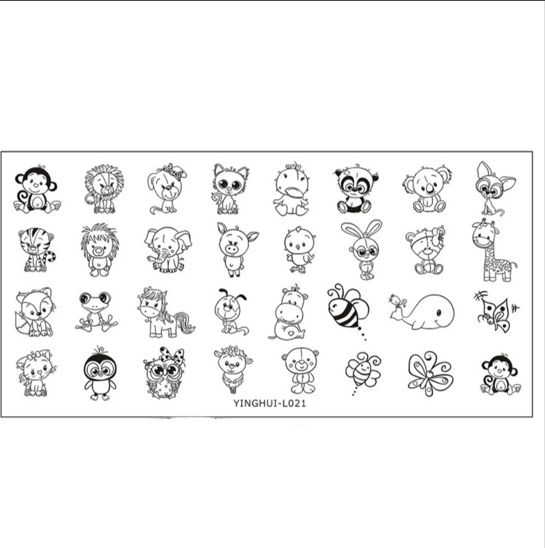 Металеві Стемпинг Пластини Дитячі Іграшки Тваринки Пластина для Стемпинга Звірі, Тварини 12 на 6 см, фото 1