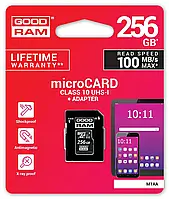 Карта памяти MicroSDXC 256GB UHS-I Class 10 Goodram + SD-adapter (M1AA-2560R12)