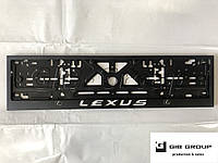 Рамка номерного знака с надписью и логотипом "Lexus" черная - надпись: белого цвета.