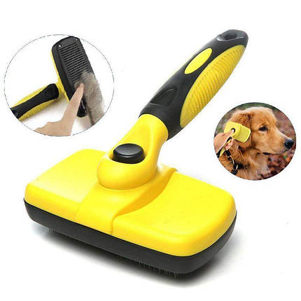 Щітка для догляду за домашніми тваринами Самоочищаються pet slicker brush Щітка-пуходерка для кішок і собак, фото 1
