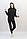 Спортивний костюм жіночий чорний з леопардовими лампасами і капюшоном на шнурках, фото 3